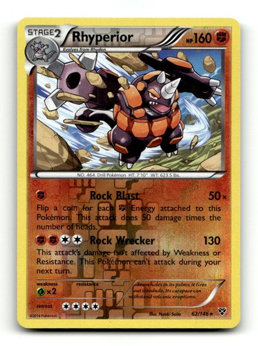 Rhyperior 62/146 Rare XY Base Set Pokemon Reverse Holo Near Mint
