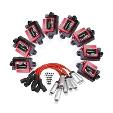 Pindex 8 Pack D581 UF271 Square Type Ignition Coils and Spark Plug Wires Set ...