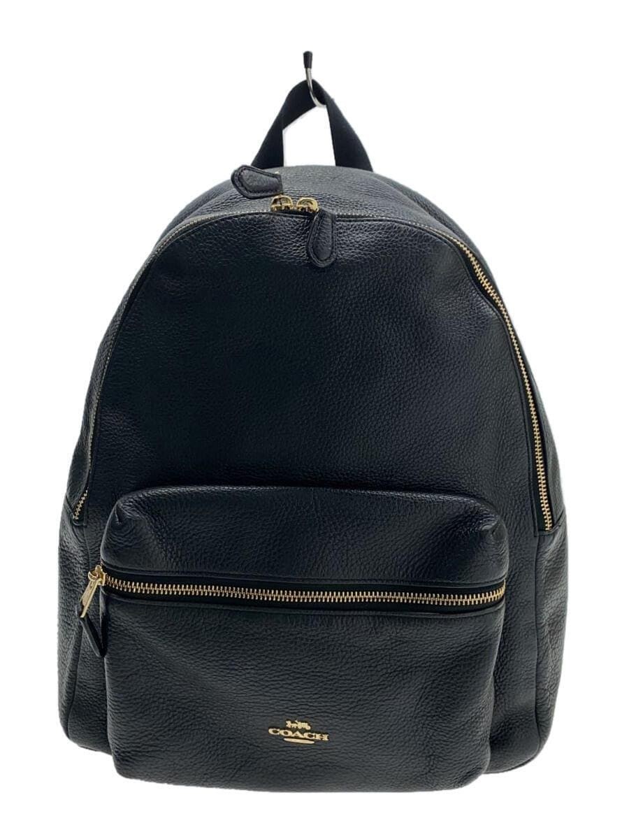 COACH Black Leather Backpack for Women & Men