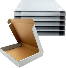13x11x2 Inch Shipping Boxes Set of 25,White Corrugated Cardboard Mailers
