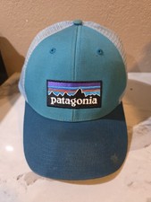 Patagonia Teal Blue Snapback Mesh Panel Trucker Hat Embroidered Logo Adjustable