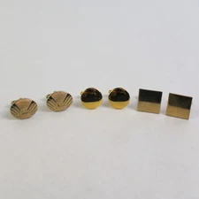 Lot of 3 Pairs Of Men's Gold-Tone Bullet Back Cufflinks