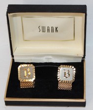 Swank Vintage Leter B Gold Tone & Silver Tone Cuff Links as pictured
