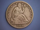 1861 O SEATED LIBERTY HALF DOLLAR__50C RARE CIVIL WAR SILVER__NEW ORLEANS VG/F