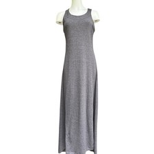 Eddie Bauer Sleeveless Maxi Tank Dress M Heather Gray Shelf Bra T Back Sporty