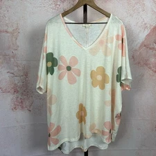 BE STAGE mod daisy knit floral top size 3X whimsy soft girl dolman sleeve shirt