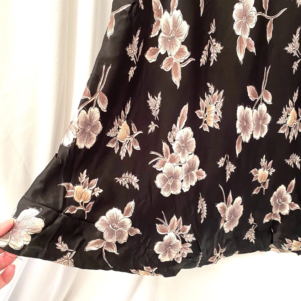 复古 Mixit Y2K 花卉缎面长裙,尺寸 14 Grunge Whimsigoth 90 年代黑暗仙女 — 第 4/4 张图片