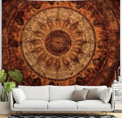 Rustic Vintage Boho Mandala Tapestry Wall Hanging Hippie 27.5  x 39.4   Brown