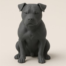 Dog Statue Figurine - Realistic Sitting Pit B...