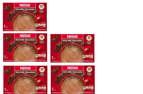 Nestle Hot Cocoa Mix Rich Milk Chocolate 8 x 0.85 ounces Carton -5 PACK