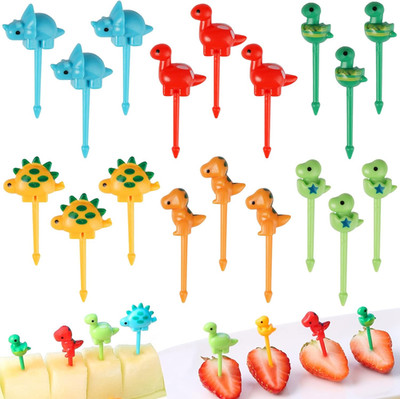 18 Stück Obstgabeln Kinder Animal Fruit Forks 3D Dinosaurier Zahnstocher Kinder 