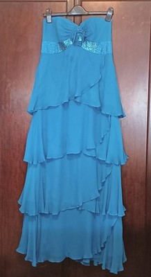 Coast Silk Maxi Occasion Dress UK 14 Teal Colour Fully Lined Sleeveless Y2K