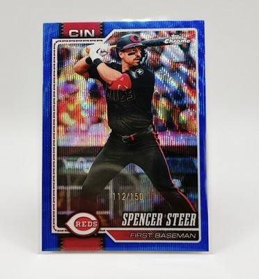 SPENCER STEER 2026 TOPPS CHROME BASEBALL BLUE WAVE REFRACTOR /150 #40 REDS Q0859