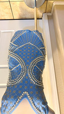 Fashion Nova Blue V-Neck Bodycon Mini Dress Beaded Pearl Rhinestone Size M