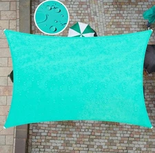 7' x 12' Turquoise Rectangle Waterproof Sun Shade Sail Canopy Awning Shelter ...