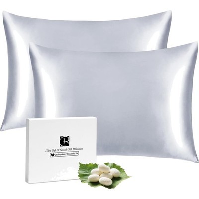 Seidenkissenbezug 40x80, 2er Set, Kopfkissen, Reißverschluss, Satin, Haut