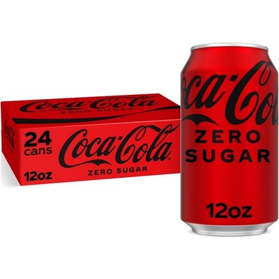 Coca-Cola Zero Sugar Soda Pop Cans, 12 fl oz, 24 Pack.