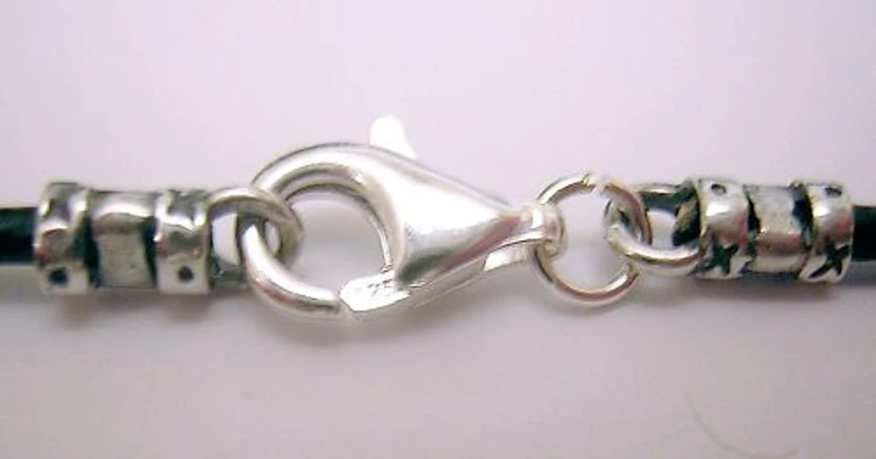 Collar Bolo de cuero trenzado de plata de ley de 3 mm elige longitud de 15 a 20 " Foto 2 de 2