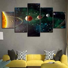 Sun  8 Planets Solar System Outer Space Astronomy 5 Piece Panel Canvas Wall Art