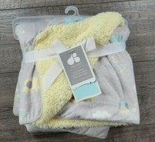 New Baby Just Born Gray Elephant Owl Clouds Sherpa Minky Blanket