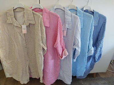 MADE IN ITALY schöne lange gestreifte Musselinbluse Gr. 40 42 44 NEU