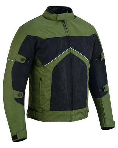 Mesh Motorcycle Jacket Mens Olive Green Ventilated CE Armour Summer Protective