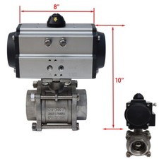 2'' Pneumatic Actuated 3-Piece Full Port Ball Valve Double Acting 1000 PSI New