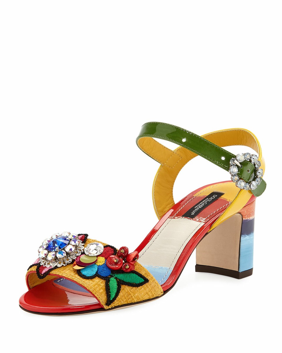 NEW Auth. Dolce & Gabbana Flower Jeweled Crystal Buckle