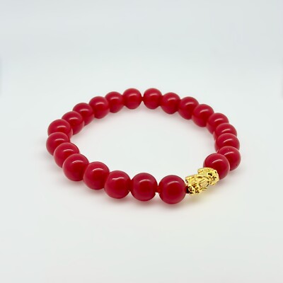 Lucky 18K Gold Red Coral PIXIU Bracelet (PIYAO) | eBay