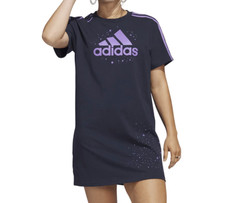 adidas Women's Celestial Navy/Violet T-Shirt Dress IM3504 Sizes XS/S/M/XL -NWT