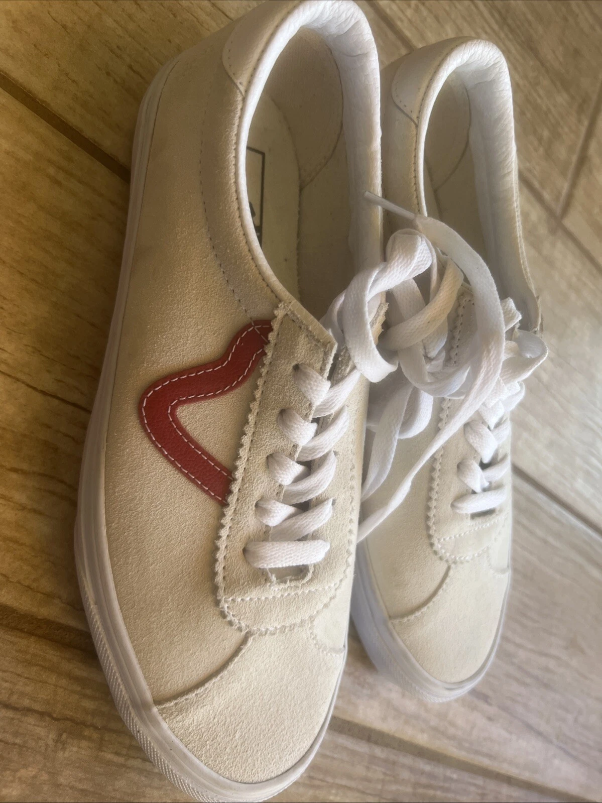 Vans Off The Wall Scamosciato Uomo Taglia 8.0 Us Off White White W. Red