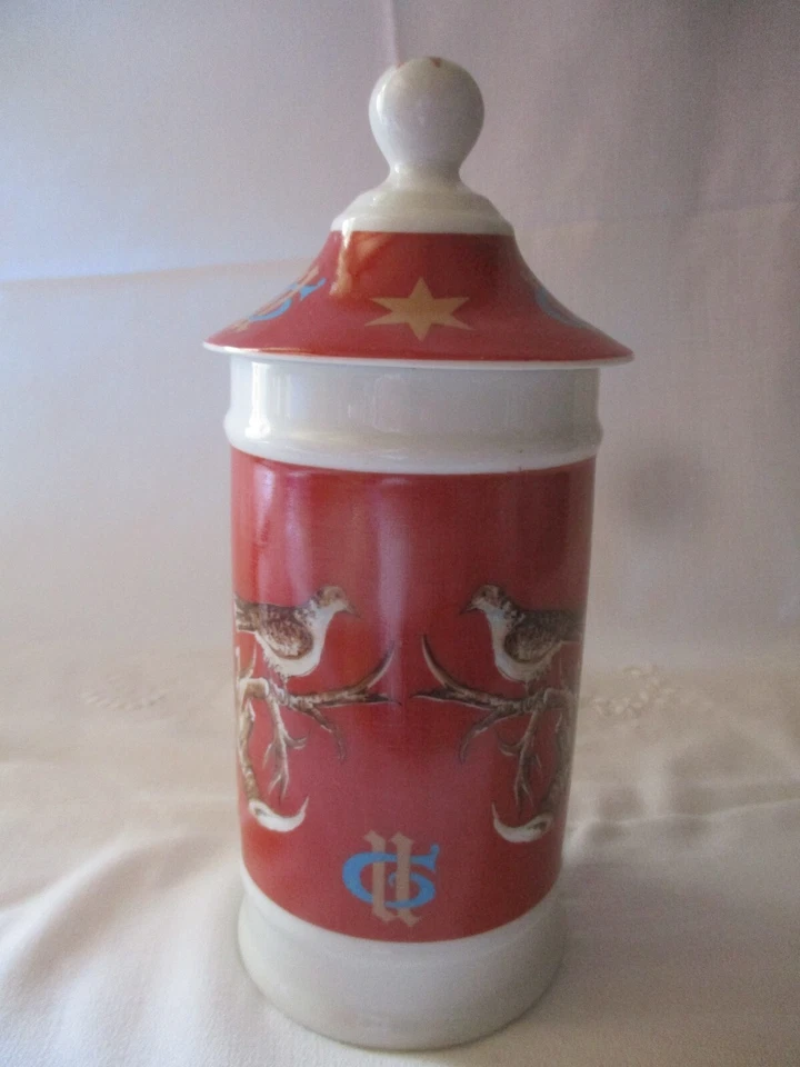 ANCIEN POT A PHARMACIE APOTHICAIRE PORCELAINE LIMOGES -HOSTEL DIEU DE BEAUNE TBE - Photo 4/4