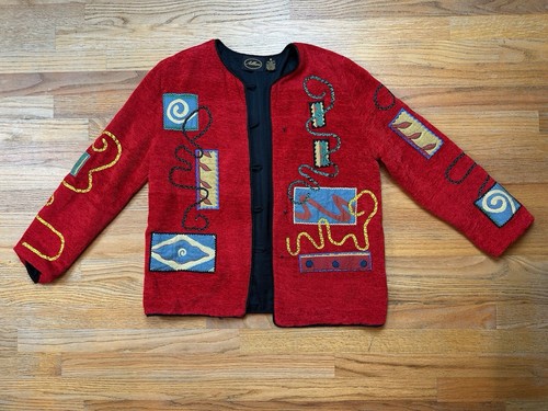 Vintage Allure Womens Size Small Multicolored Patchwork Jacket