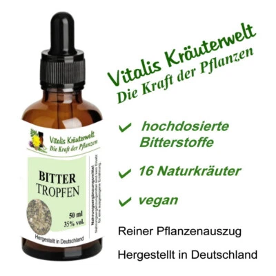 VITALIS-KRÄUTERWELT Bittertropfen Tinktur 50ml 35%vol - Bitterstoffe - Reiner Pflanzenauszug