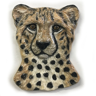 Cheetah Ceramic Big Cat Sculptured In Stock Handmade Tile Sondra Alexander Art