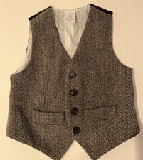 J. Crew Crewcuts Dressy Button Vest Brown Herringbone Tweed boys size 2T XS