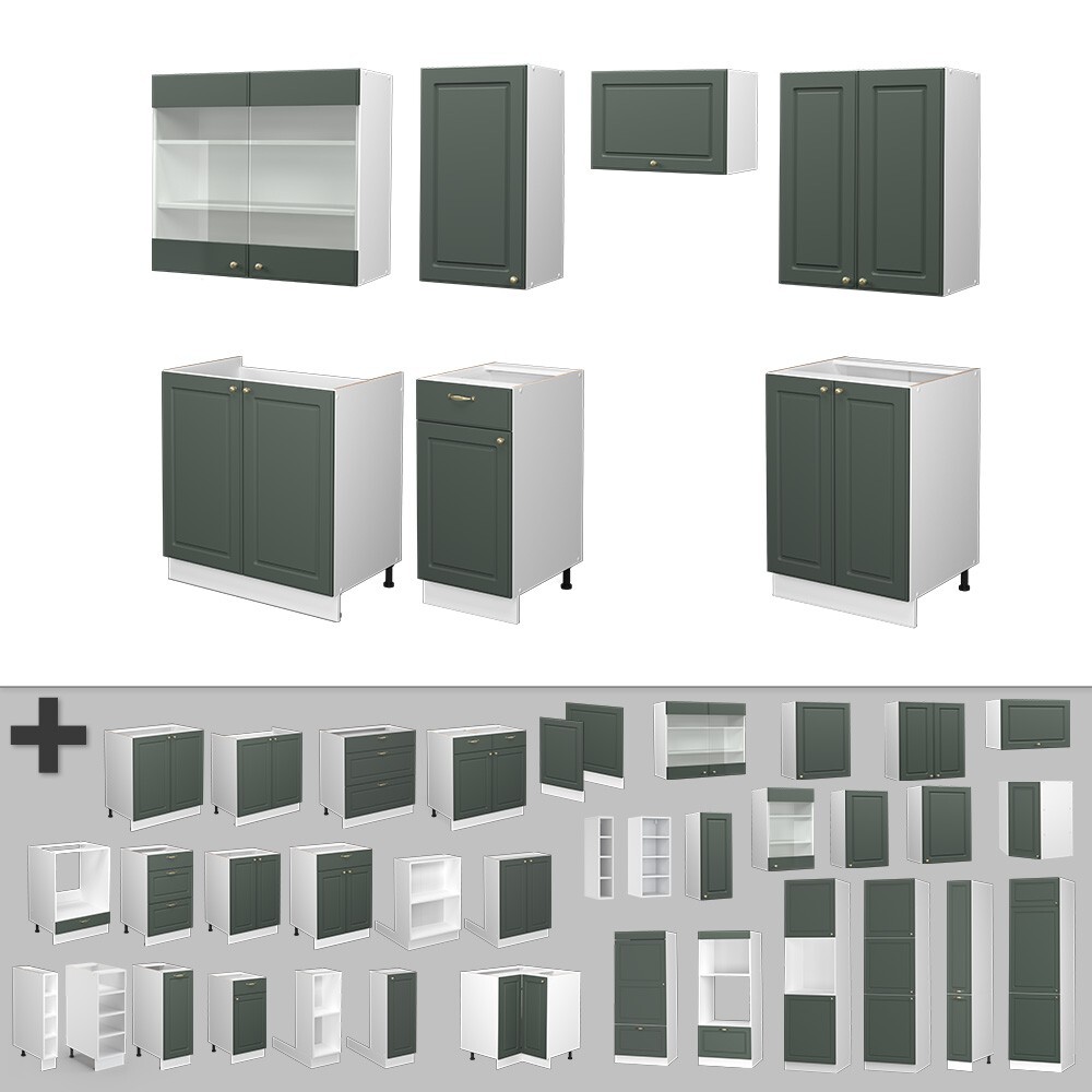 Cuisine Fame-Line Chêne vert et or/chêne doré 140cm sans PT Vicco
