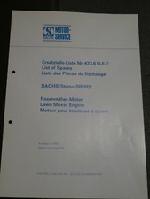 SACHS  STAMO SB 102  Ersatzteileliste 423.6  Ersatzteil Liste 1976