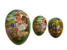 3 Paper Mache Fillable Easter Eggs Nestler Germany Set