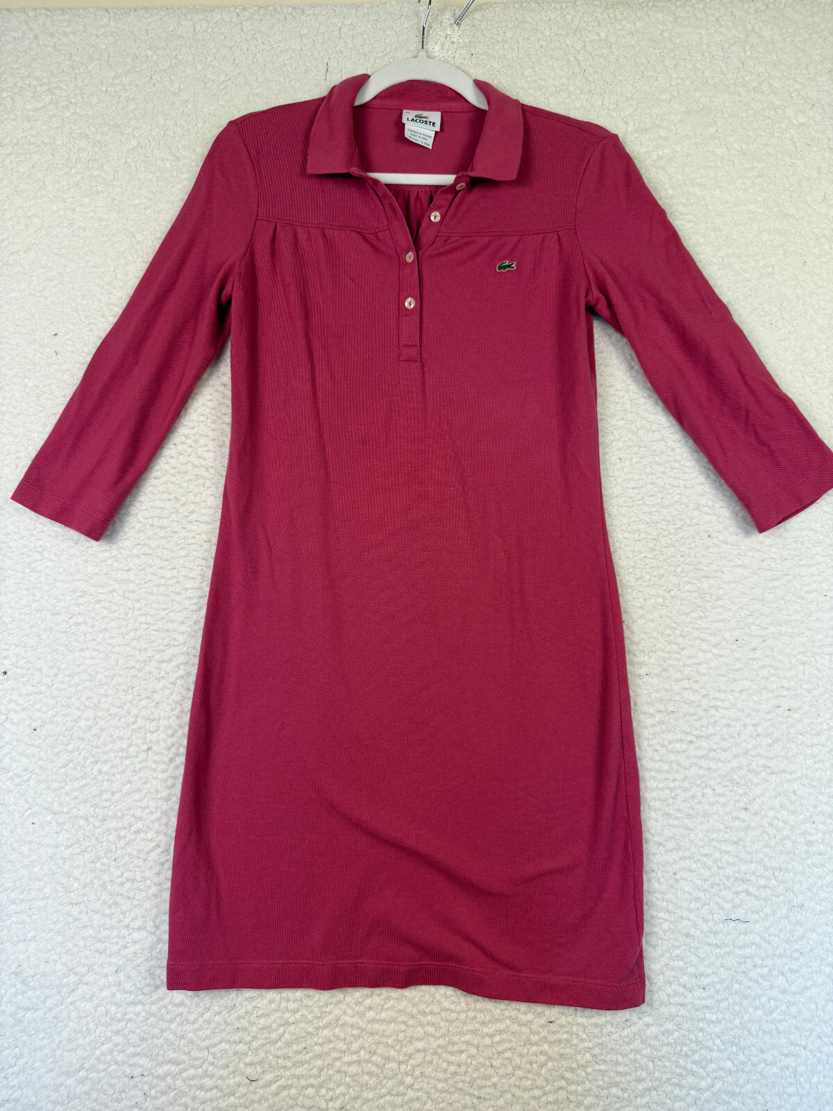 LACOSTE Pink Polo Dress Size 36 US 4 Golf Tennis Cotton Minimalist Prep