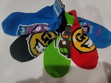 Fortnite Low Cut Socks 5 Pair Men 6-12 Blue Multi Color Loot Llama Epic Game P 