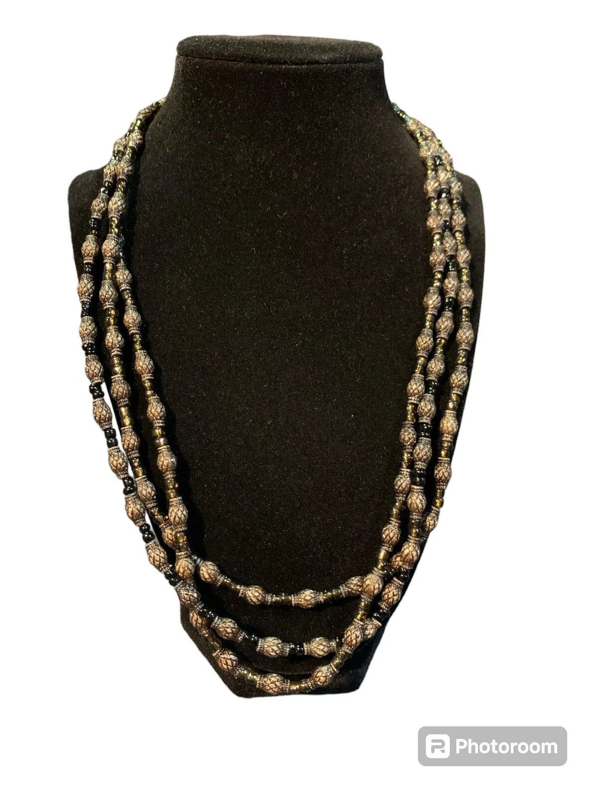 VETEMENTS Collana con perline nere a 3 fili bigiotteria bigiotteria