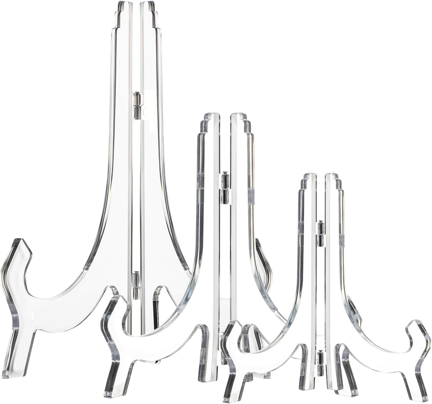 3-Piece Clear Acrylic Easel Stands for Displays 4.5 7 9.8 Inch