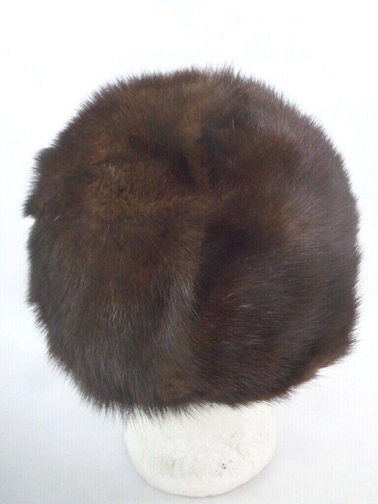 EXCELLENT CANADIAN DARK RANCH MINK FUR HAT CAP WOMEN WOMAN  display picture 3