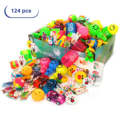 124 Pack Toy Assortment for Kids Easter Party Favors Basket Fillers Goodie Bag