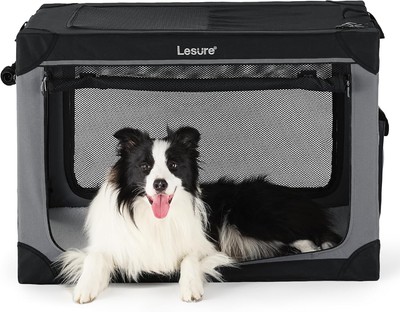 Lesure Soft Collapsible Dog Crate - 36 Inch Portable Travel Dog Crate (Black)