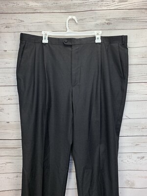 E58 Zanella LORO PIANA Super 130's Black Pleated Dress Pants Mens