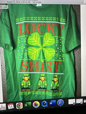 Mens St. Patrick's Day Green T-shirt Wanna Get A Lil' Lucky? NEW w/TAGS (L