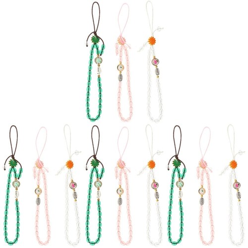 Set of 4 Mobile Phone Straps Cellphone Pendants Daisy Pattern Beaded Charms - 第 1/12 張圖片