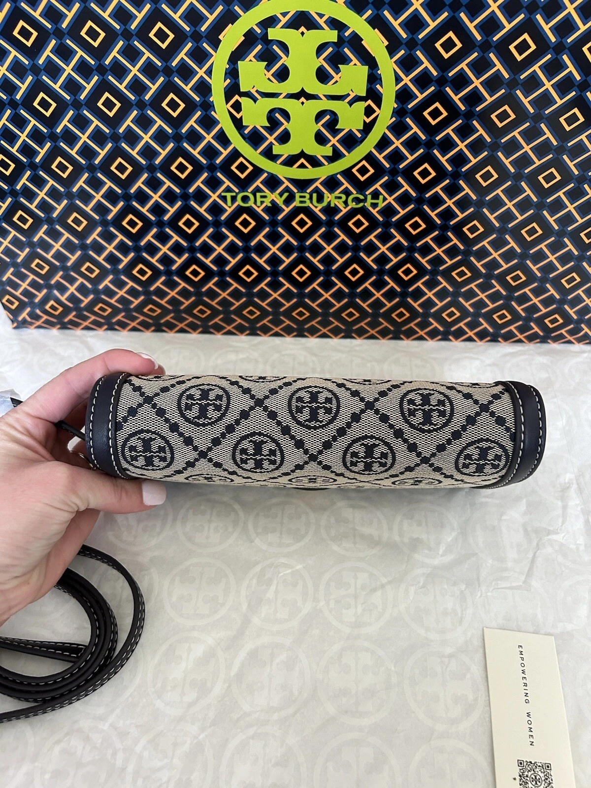Nuova borsa a tracolla portafoglio jacquard monogramma Tory Burch T 13586 $348